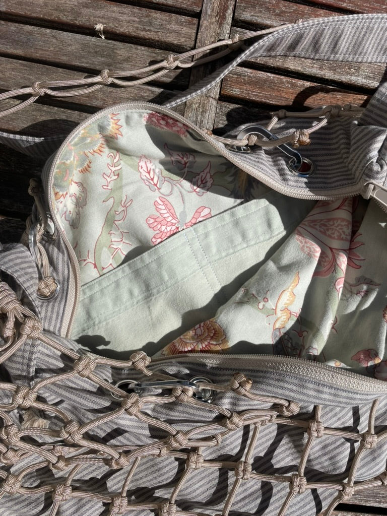 Beige and Floral Bag - Large